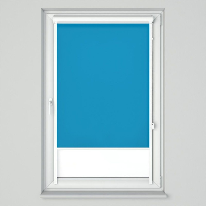 Roleta w kasecie przestrzennej z tkaniną standard niebieska