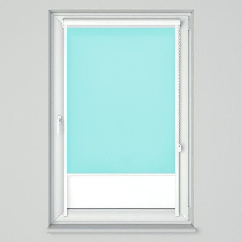 Roleta w kasecie przestrzennej z tkaniną standard błękitna