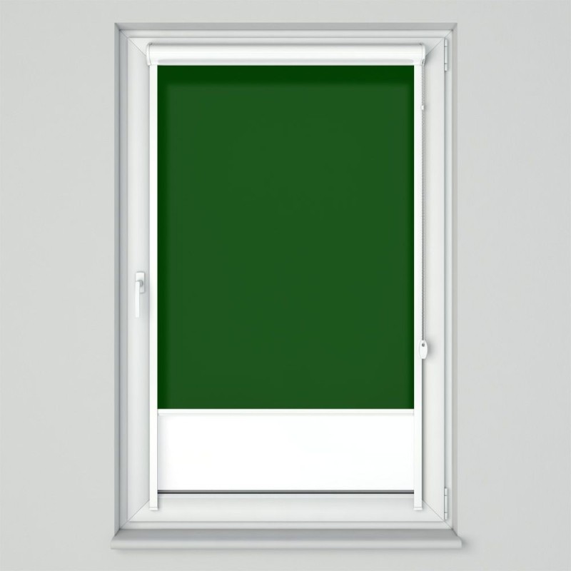 Roleta w kasecie przestrzennej z tkaniną standard ciemnozielona