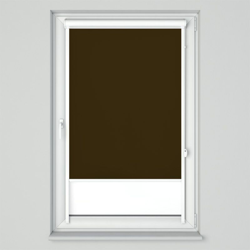 Roleta w kasecie przestrzennej z prowadnicami U z tkaniną zaciemniającą gorzka czekolada