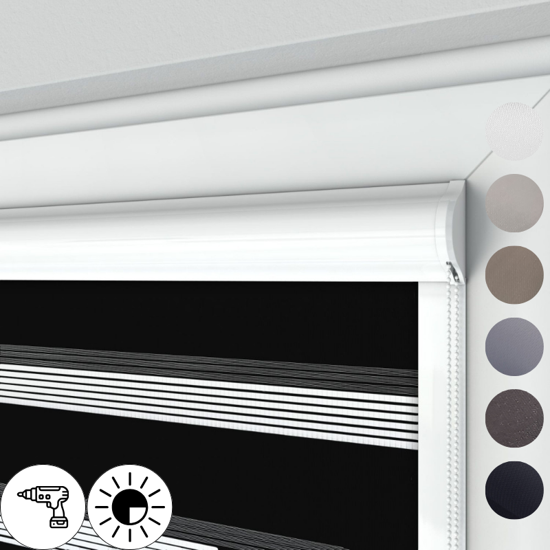 Roleta dzień noc podgumowana w kasecie płaskiej z prowadnicami