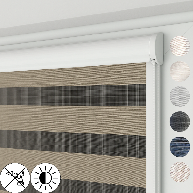 Roleta Dzień i Noc DE LUX w kasecie przestrzennej z prowadnicami