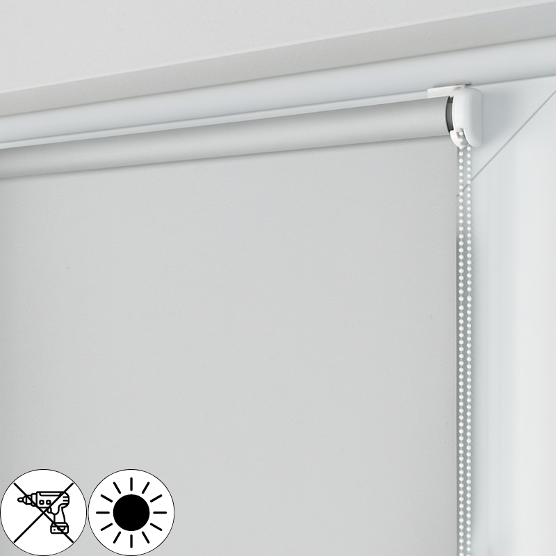 Roleta MINI z jasnoszarą tkaniną zaciemniającą