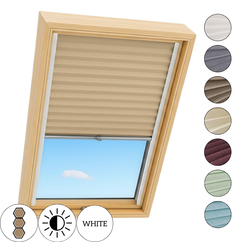 Roleta plisowana do okna dachowego PLASTER MIODU – rozpraszająca światło