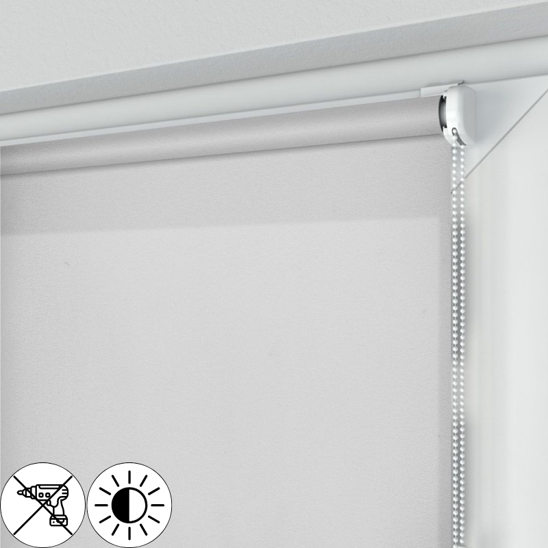 Roleta MINI z szarą tkaniną rozpraszającą światło 
