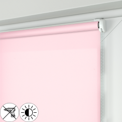 Roleta MINI z jasnoróżową tkaniną rozpraszającą światło 