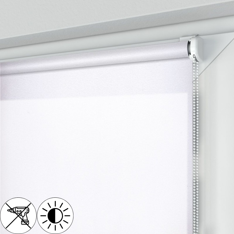 Roleta MINI z białą tkaniną rozpraszającą światło 