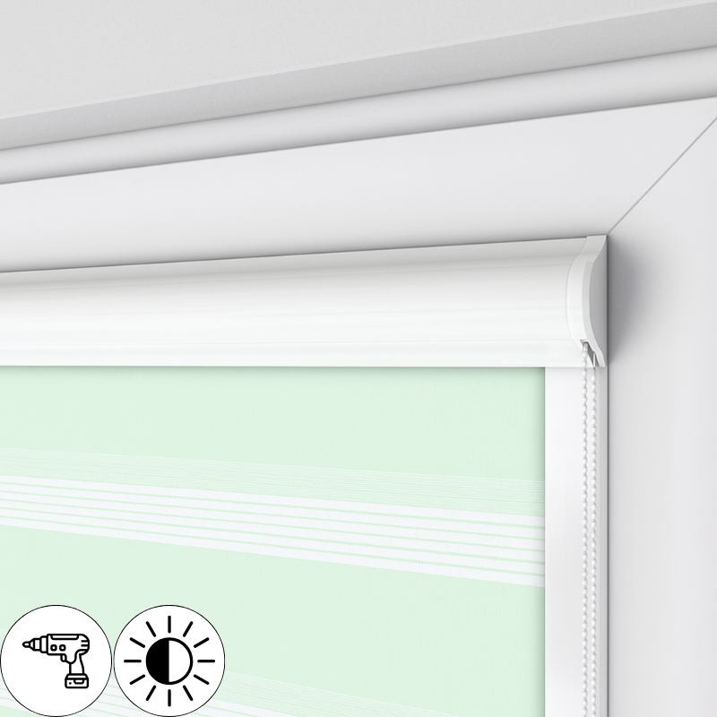 Roleta dzień noc w kasecie płaskiej z prowadnicami, Miętowa, na wymiar