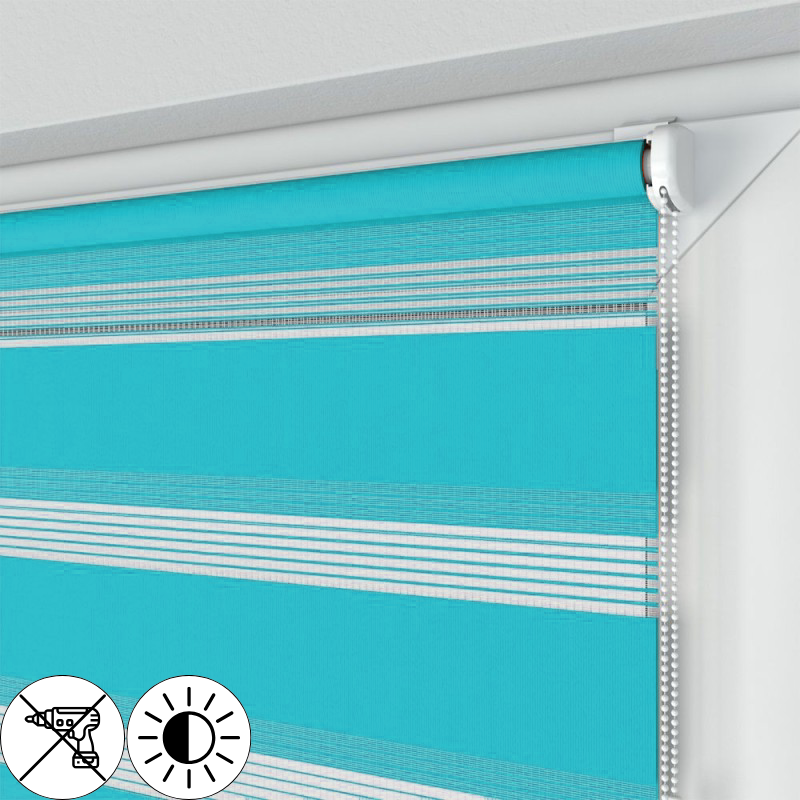 Roleta MINI Dzień i Noc BŁĘKITNA na wymiar – bez wiercenia