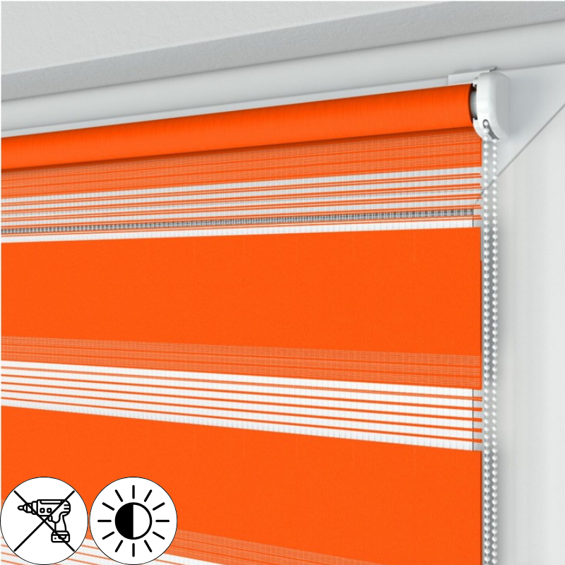 Roleta Mini Dzień i Noc, Pomarańczowa, Na wymiar, Bezinwazyjna pomarańczowa