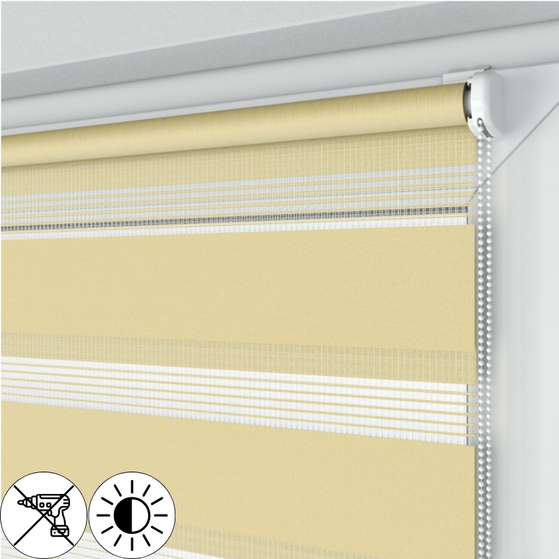 Roleta Mini Dzień i Noc, Beżowa, Na wymiar, Bezinwazyjna