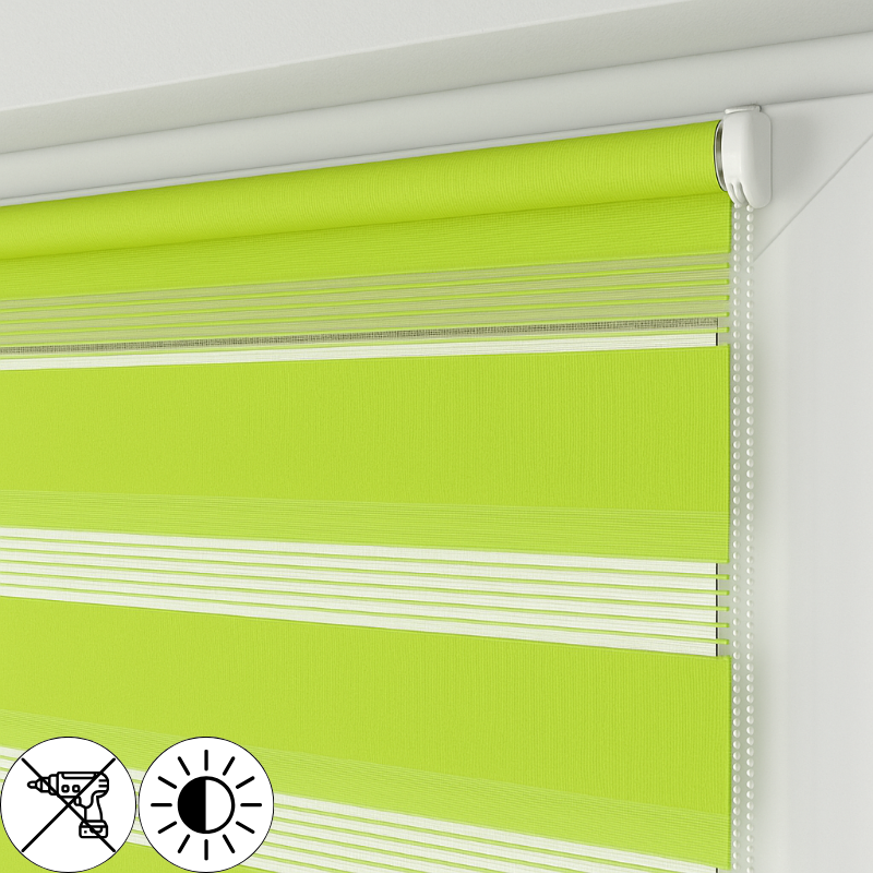 Roleta Mini Dzień i Noc, Zielona, Na wymiar, Bezinwazyjna zielona limonka