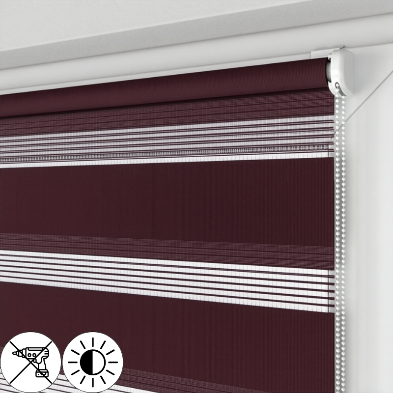 Roleta Mini Dzień i Noc, Śliwkowy, Na wymiar, Bezinwazyjna ciemny fiolet