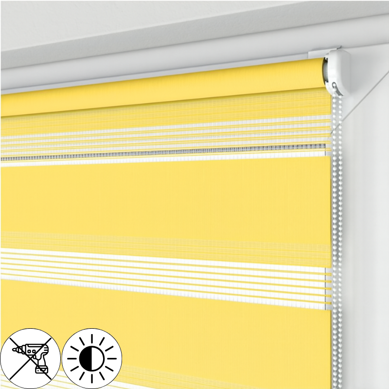 Żółta Roleta Mini Dzień i Noc, Żółta, Na wymiar, Bezinwazyjna