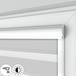 Roleta dzień noc w kasecie płaskiej z prowadnicami, szara, na wymiar