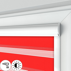 Roleta Dzień i Noc w kasecie płaskiej, czerwona, na wymiar