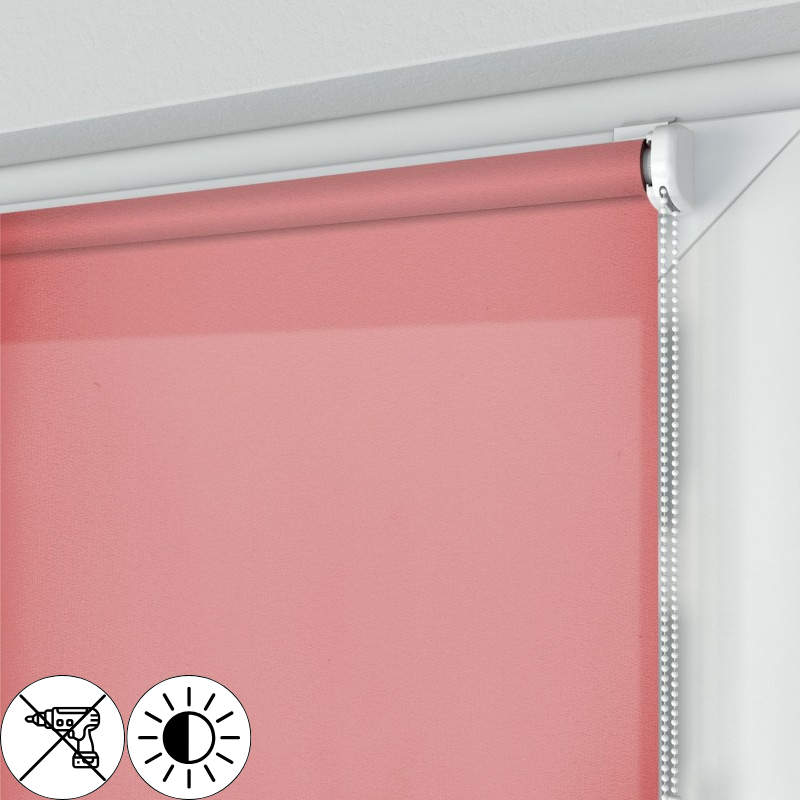 Roleta MINI z różową tkaniną rozpraszającą światło