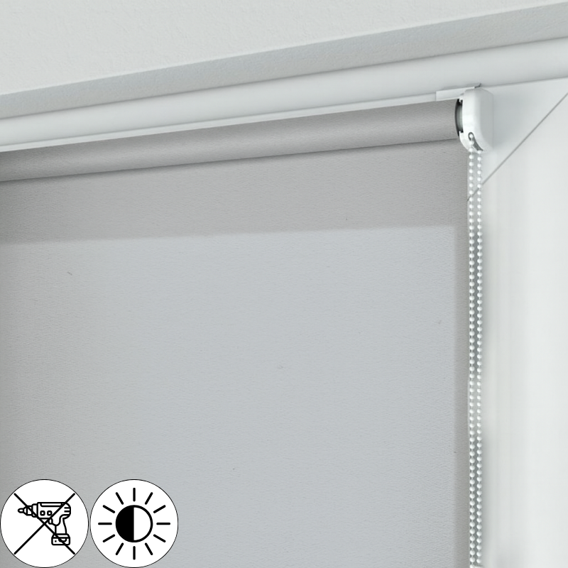 Roleta MINI z popielatą tkaniną rozpraszającą światło