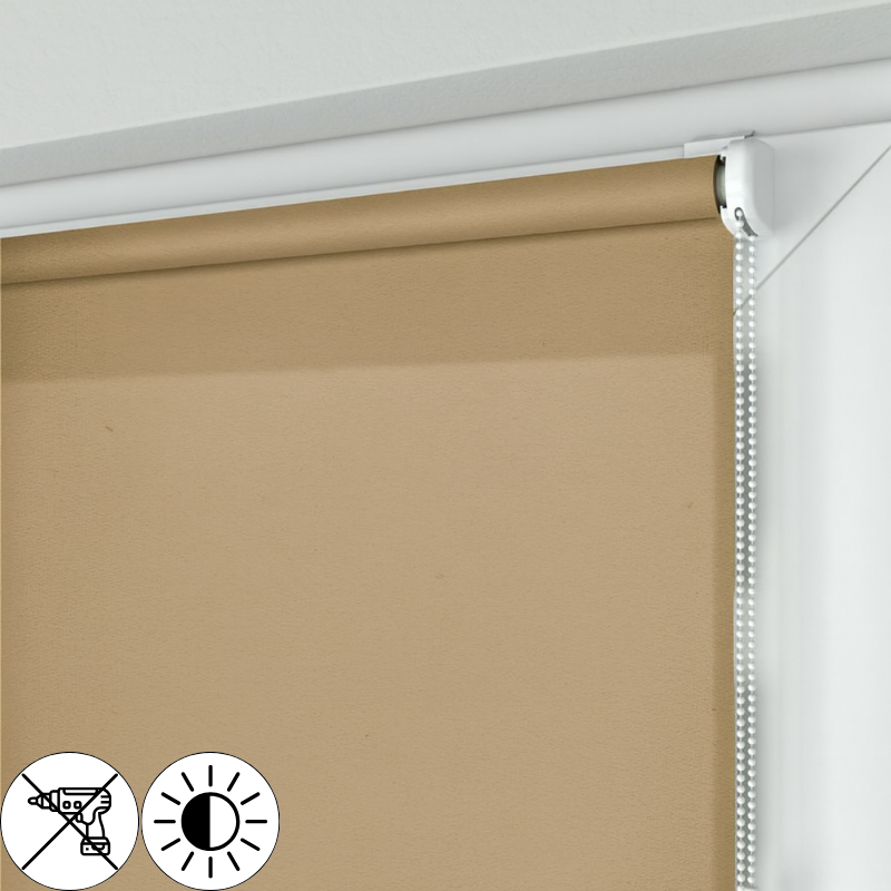 Roleta MINI z tkaniną w kolorze cappucino rozpraszającą światło