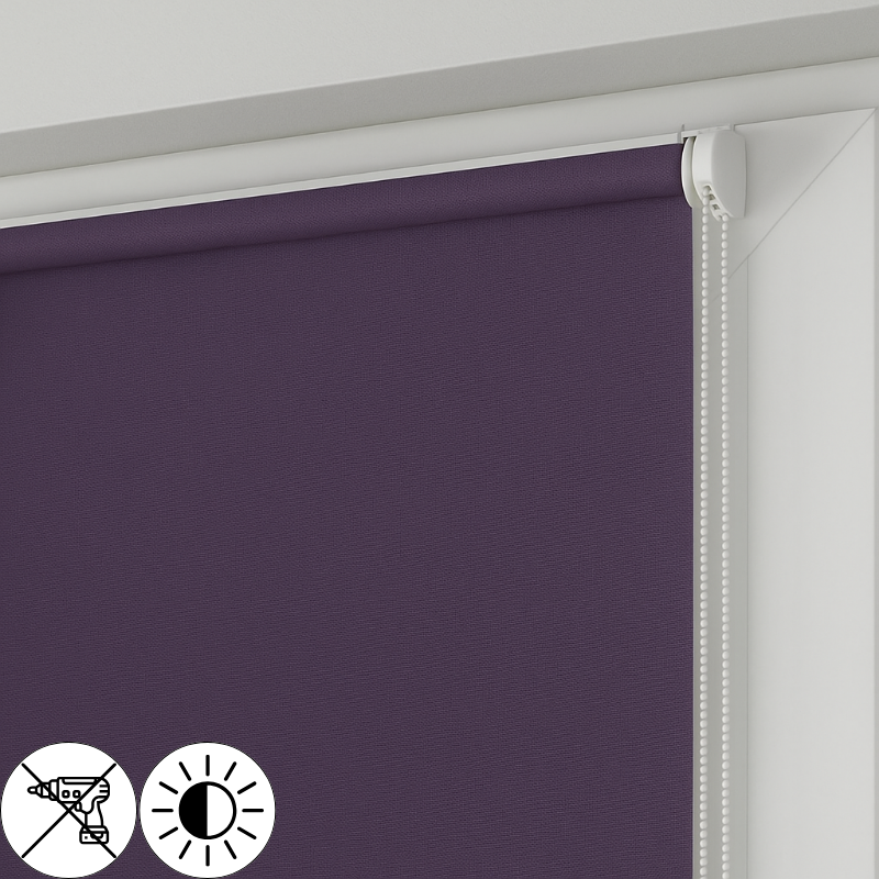 Roleta MINI z fioletową tkaniną rozpraszającą światło