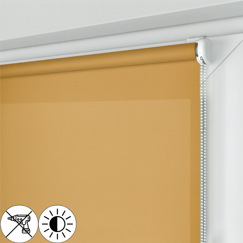 Roleta MINI z brązową tkaniną rozpraszającą światło