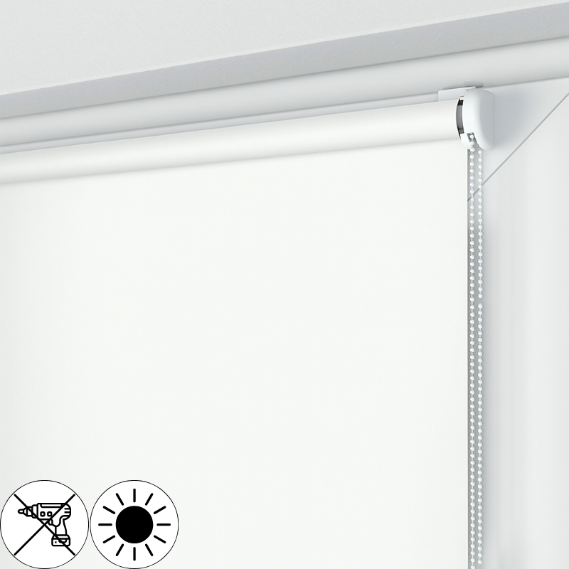 Roleta MINI z białą tkaniną zaciemniającą