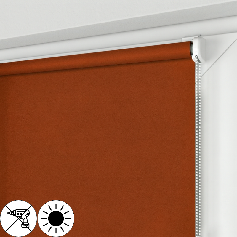 Roleta MINI z rudą tkaniną zaciemniającą